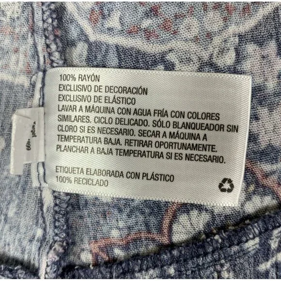 Knox Rose Midi Dress Size Large Rayon Short Sleeve Navy Blue/White Floral Boho - Picture 7 of 7